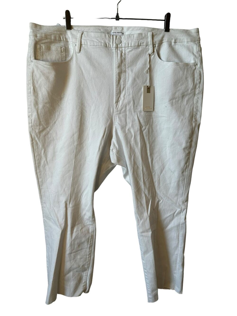 NWT Good American Womens Cropped Denim Jeans White Plus Size 24 Minimalist Chic